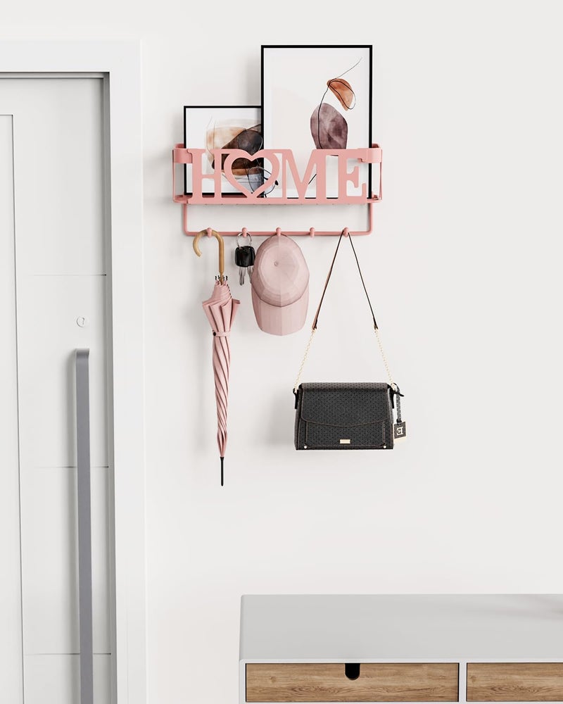 OHOBABY Key Holder for Wall - Adhesive Key Rack with 5 Key Hooks, 11.02" L×2.75" W×4.92" H, Key and Mail Organizer Wall Mount, Key Hanger for Wall, Entryway, House, Living Room Decor(Pink) - Image 5